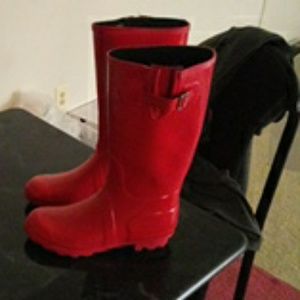 Red rain boots